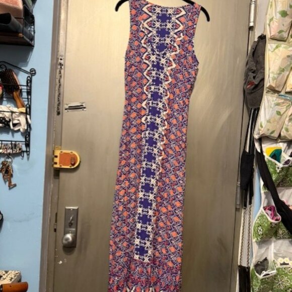 Vintage forever 21 Boho V-neck  Geographic Tribal print Maxi Dress - Picture 11 of 16